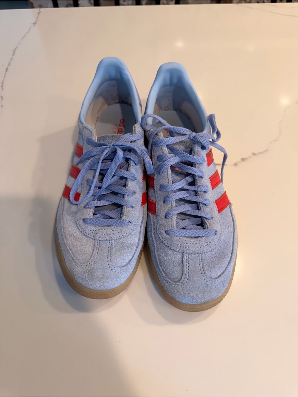 adidas Spezial women Light Blue Suede Sneakers with Red Stripes - Picture 2 of 5